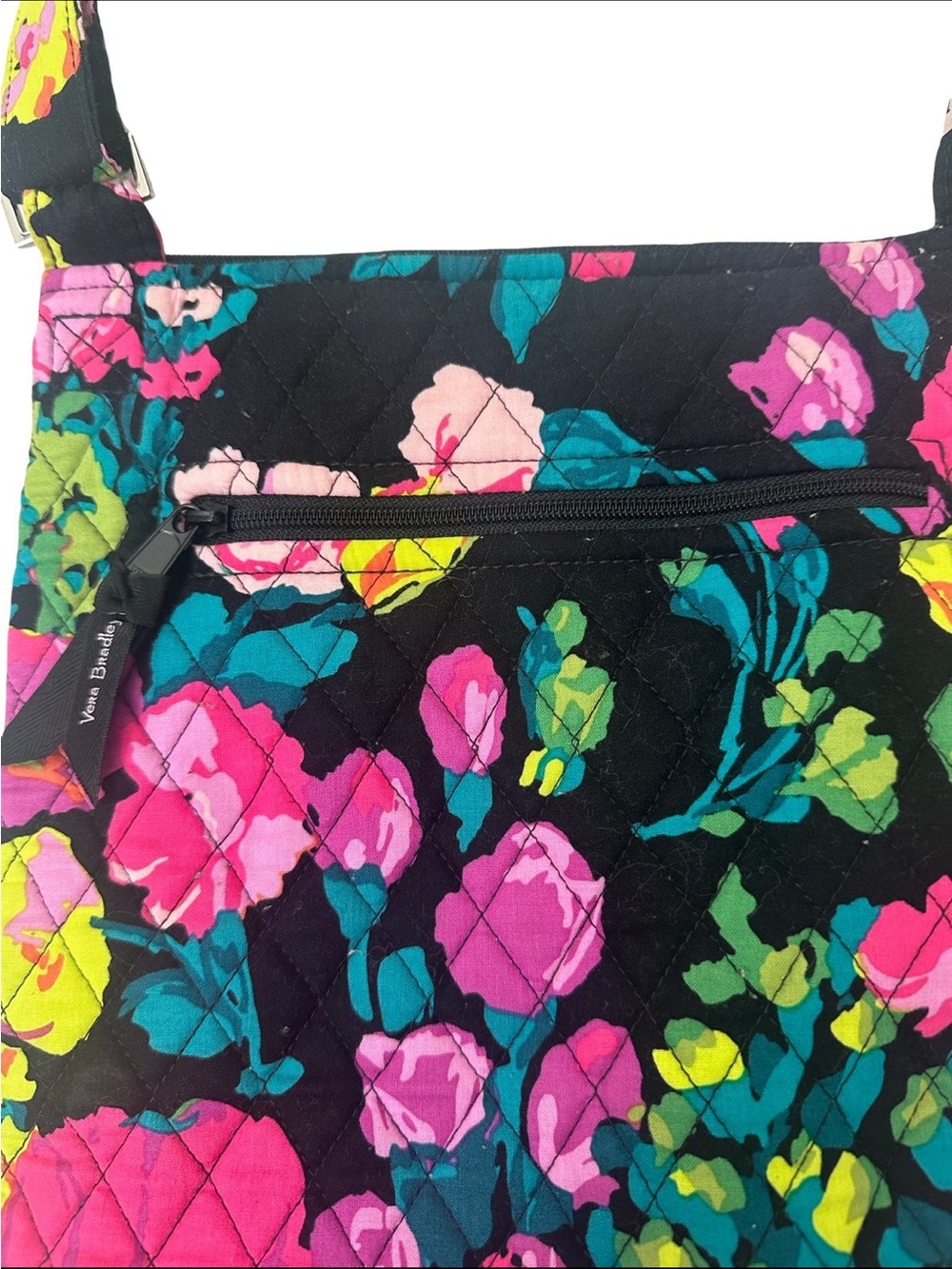 Vera Bradley "Hilo Meadow" Quilted Bold Multicolor Floral Crossbody Purse - Picture 3 of 6